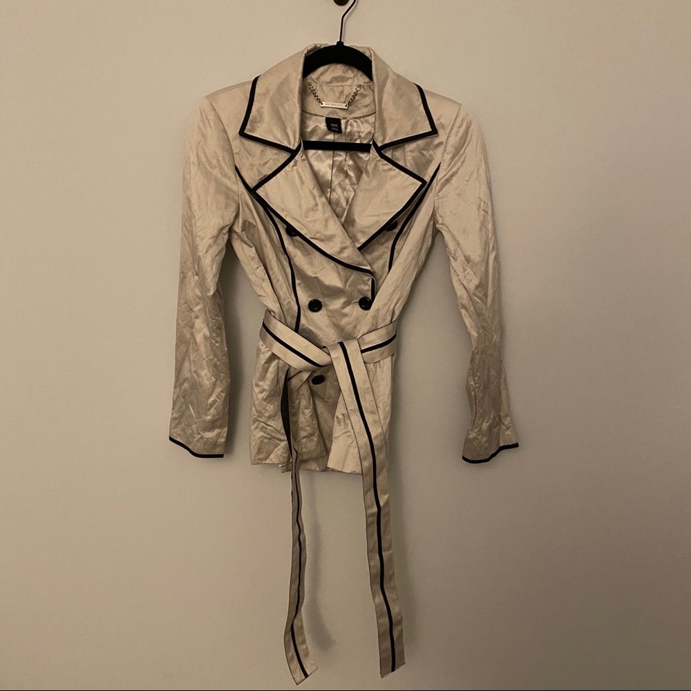 White House Black Market Satin Belted Moto Jacket